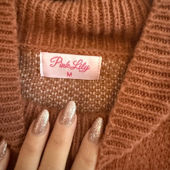 Pink Lily Brown Daisy Knit Sweater - Picture 3 of 4